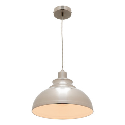 Risto Metal Dome Pendant Light - Satin Chrome