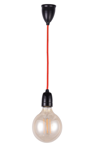 Kendyl E27 Pendant Light Black with Red Cable