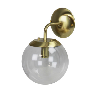Newton Clear Glass Wall Light - Brass