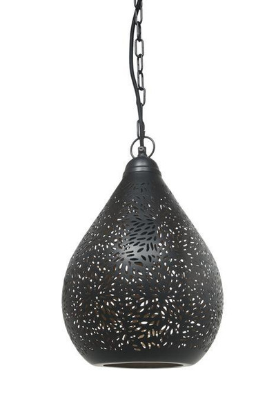 Aqua Black Perforated Teardrop Pendant