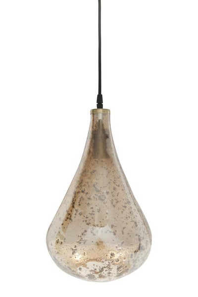Lustre Glass Teardrop Stone Effect Pendant Light - Gold