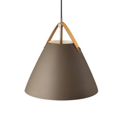 Leather Strap Cone Pendant Light - Beige