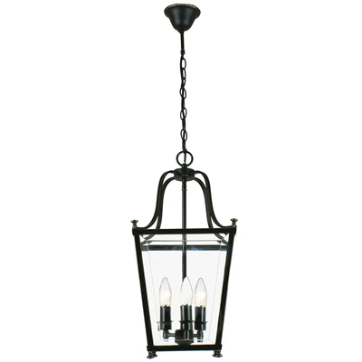 Montana 3 Light Bronze Glass Lantern Pendant