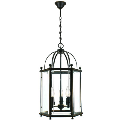 Country 3 Light Bronze Lantern Pendant