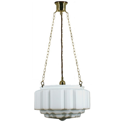 St Kilda Matt Opal Glass Triple Chain Pendant - Brass