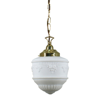 Senator Matt Opal Glass Single Chain Pendant - Brass