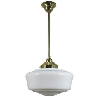 Moulins Gloss Opal Glass Rod Pendant - Brass