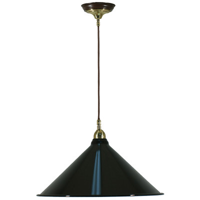Edwardian Brass Metal Cone Cord Pendant - Black