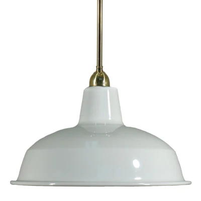 Warehouse Brass Metal White Dome Rod Pendant