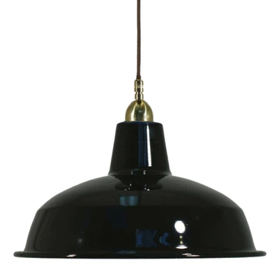 Warehouse Brass Metal Black Dome Cord Pendant
