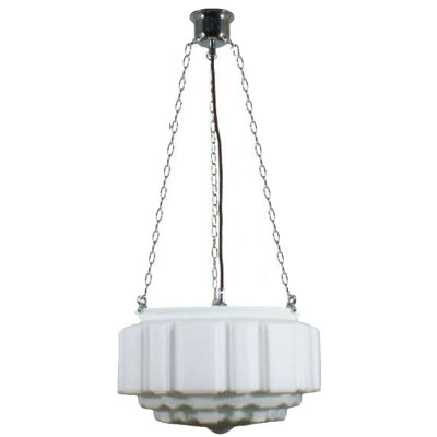 St Kilda Matt Opal Glass Triple Chain Pendant - Chrome