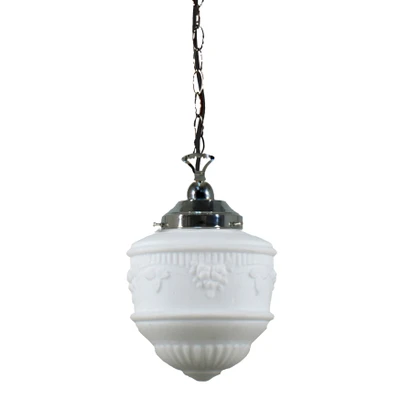 Senator Matt Opal Glass Single Chain Pendant - Chrome
