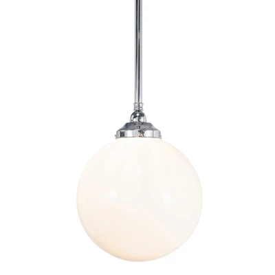 Sphere Gloss Opal Glass Rod Pendant Light - Chrome