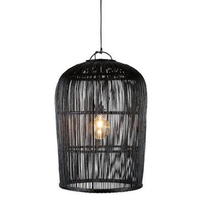 Warrenton Black Rattan Pendant Light