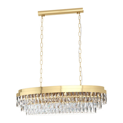 Valparaiso 10 Light Linear Gold Crystal Pendant Chandelier 