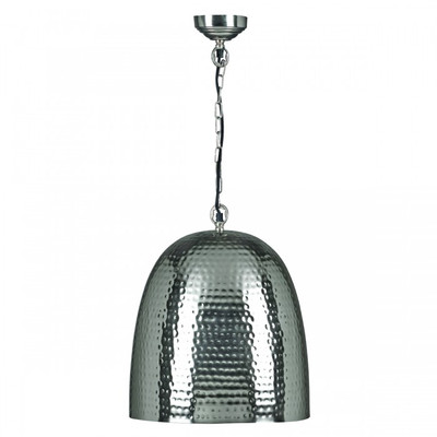 Adra Hammered Bell Silver Metal Pendant Light - Large