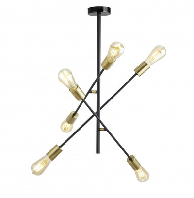 Alvie 6 Light Black Gold Industrial Pendant Light