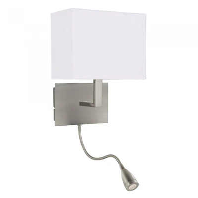 Maddox Satin Chrome LED with Flexi Spotlight Wall Light
