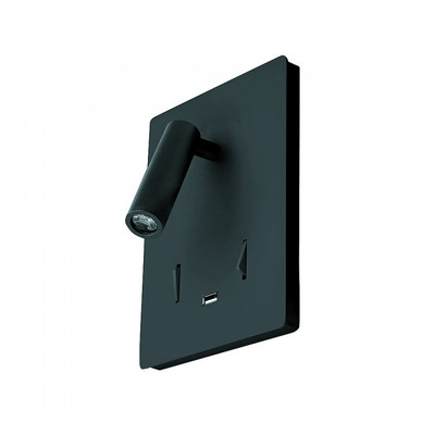 Aura Square Black Spot Bedside Wall Light