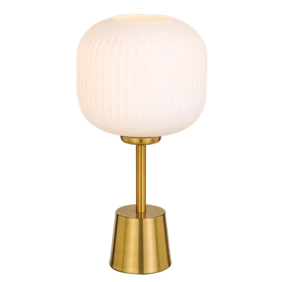Blaise Ribbed Glass Gold Opal White Table Lamp