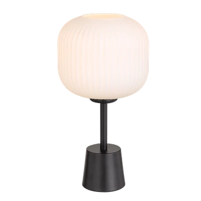 Blaise Ribbed Glass Black Opal White Table Lamp