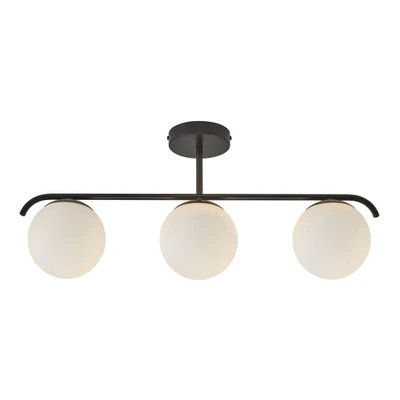 Grant 3 Light Black Opal Linear Close To Ceiling Light 