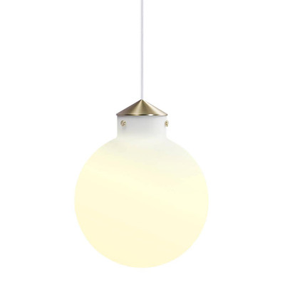 Raito 30 Round Brass Opal Glass Pendant Light