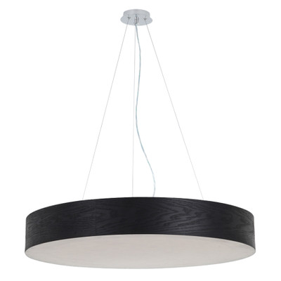 Wooden Slim Round Suspension Light - Black