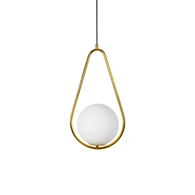 Lucy Triangle Gold and Opal White Pendant Light