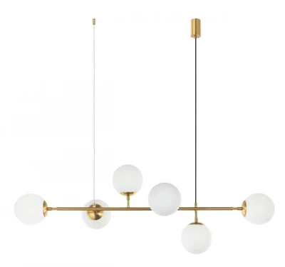 Iris 6 Light Opal White Shades Linear Pendant Light