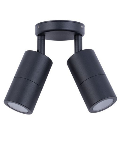 Tube Black Round 2 Light Exterior Wall Light