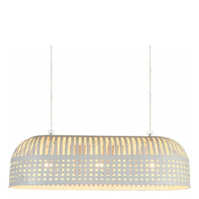 Eshan Extra Long White Woven Metal Rustic Linear Pendant Light - Main
