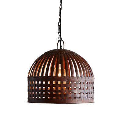 Eshan Small Dome Rust Woven Metal Rustic Pendant Light