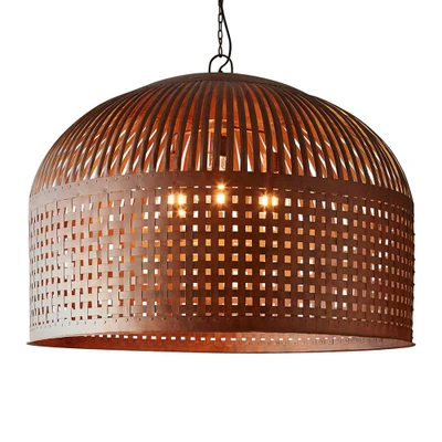 Eshan XL Dome Rust Woven Metal Rustic Pendant Light