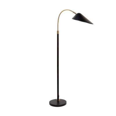 Mallory Black Aged Brass Curved Floor Lamp