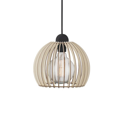 Chino Small Wooden Slats Round Pendant Light