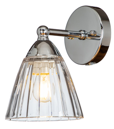 Summit Clear Flared Glass Solo Wall Light - Chrome