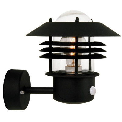 Vejers Classic Black Outdoor Wall Light with Sensor