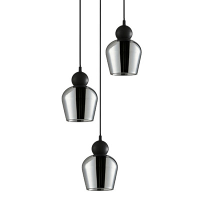 Organ Black Bell Smoke Glass Cluster Pendant