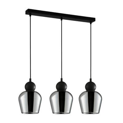 Organ Black Bell Smoke Glass Linear Pendant