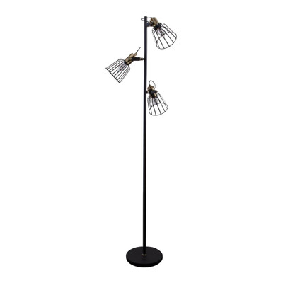 Ashley Black Three-Headed Cage Floor Lamp