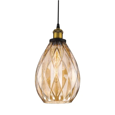 Evelyn Patterned Amber Crystal Pendant