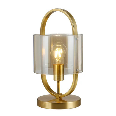 Pristine Gold with Cognac Glass Table Lamp