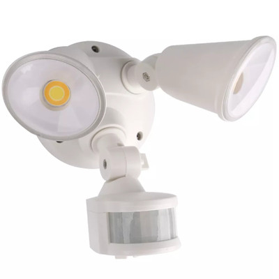 Defender White Tricolour LED Duo Security Light with Sensor
