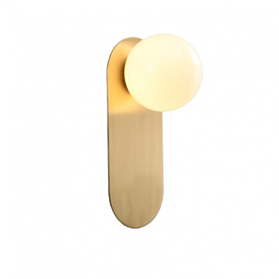Ori Brass Milky White Glass Modern Wall Sconce