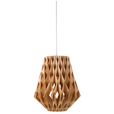 Stylish Wooden Geometric Cone Pendant Light - Natural