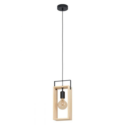 Famborough Black and Light Wood Pendant Light