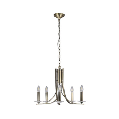 Corrine 5 Light Antique Brass Candle Chandelier