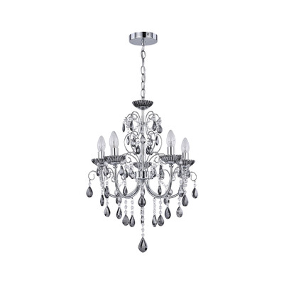 Rovert 5 Light Chrome Smoke Pendant Chandelier