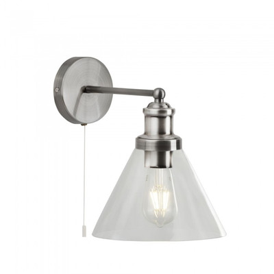 Clifford Cone Satin Chrome Glass Wall Light